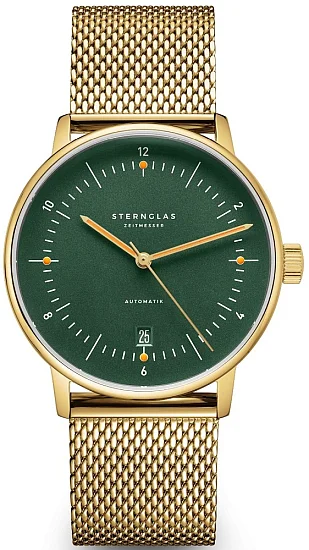Sternglas Naos Automatic Dark Green Yellow Gold PVD Mesh Bracelet S02-NA22-MI05