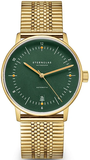 Sternglas Naos Automatic Dark Green Yellow Gold PVD SuperSlim Bracelet S02-NA22-ME09