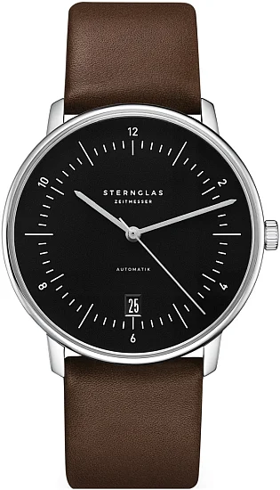 Sternglas Naos Automatic Date Black Dial Brown Leather Strap S02-NA53-PR04
