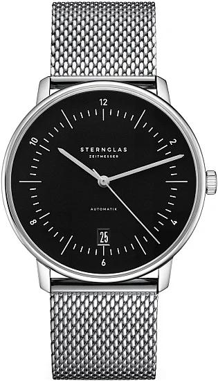 Sternglas Naos Automatic Date Black Dial Mesh S02-NA53-MI04