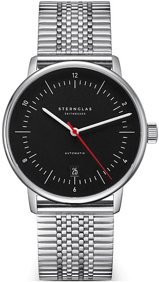 Sternglas Naos Automatic Date Black Dial Mesh S02-NA43-ME08