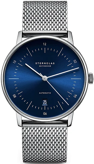 Sternglas Naos Automatic Date Blue Dial Mesh S02-NA06-MI04