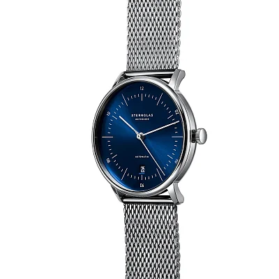 Sternglas Naos Automatic Date Blue Dial Mesh S02-NA06-MI04