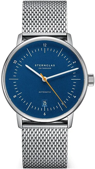 Sternglas Naos Automatic Date Blue Dial Mesh S02-NA45-MI04