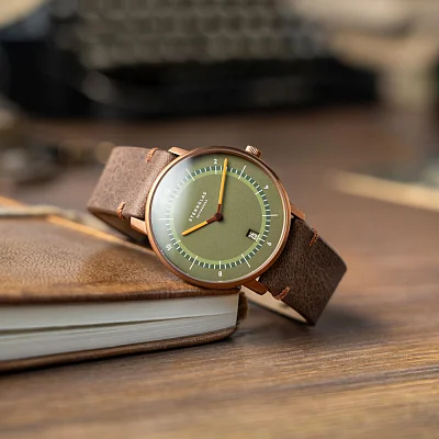 Sternglas Naos Edition 1905 Green Dial Brown Leather Strap S01-NAT35-VI17
