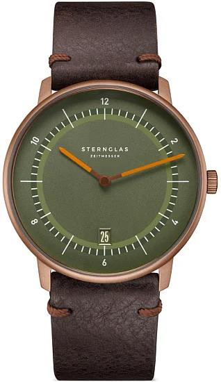 Sternglas Naos Edition 1905 Green Dial Brown Leather Strap S01-NAT35-VI17