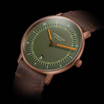 Sternglas Naos Edition 1905 Green Dial Brown Leather Strap S01-NAT35-VI17