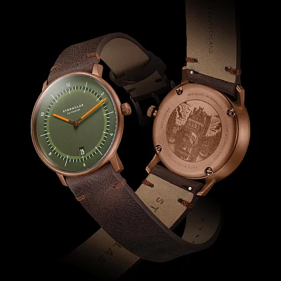 Sternglas Naos Edition 1905 Green Dial Brown Leather Strap S01-NAT35-VI17