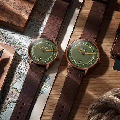 Sternglas Naos Edition 1905 Green Dial Brown Leather Strap S01-NAT35-VI17