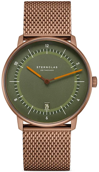 Sternglas Naos Edition 1905 Green Dial Stainless Steel Mesh Bracelet S01-NAT35-MI11