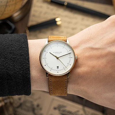 Sternglas Naos Edition Heritage White Dial Brown Leather Strap S01-NAE02-WL02