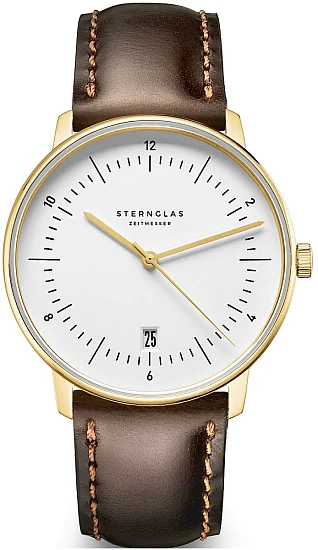 Sternglas Naos Edition Heritage White Dial Brown Leather Strap S01-NAE02-BR01