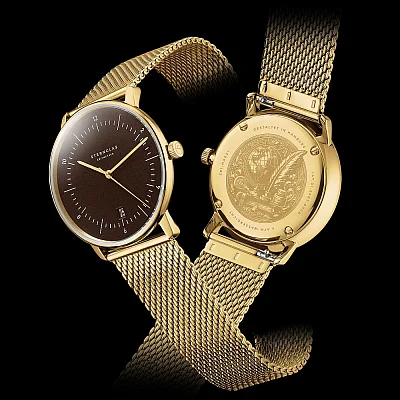 Sternglas Naos Edition Heritage Espresso Dial Yellow Gold PVD Bracelet S01-NAE21-MI05