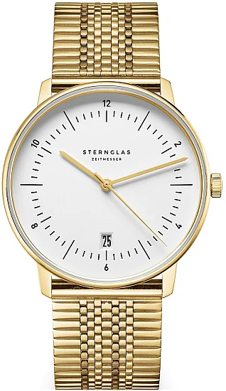 Sternglas Naos Edition Heritage White Dial Yellow Gold PVD Bracelet S01-NAE02-ME09
