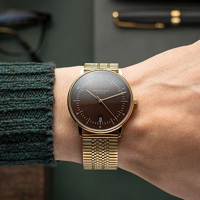 Sternglas Naos Edition Heritage Espresso Dial Yellow Gold PVD Bracelet S01-NAE21-ME09