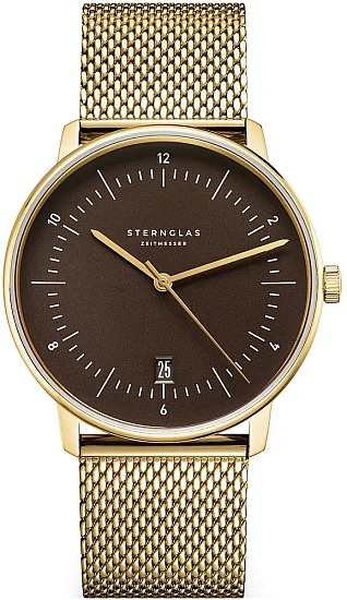 Sternglas Naos Edition Heritage Espresso Dial Yellow Gold PVD Bracelet S01-NAE21-MI05