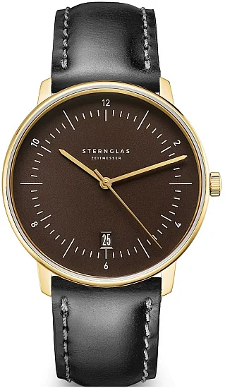 Sternglas Naos Edition Heritage Espresso Dial Black Leather Strap S01-NAE21-BR04