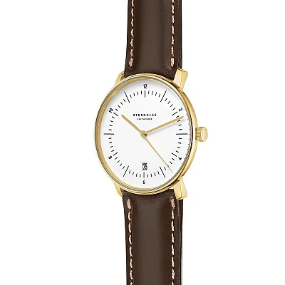 Sternglas Naos Edition Heritage White Dial Brown Leather Strap S01-NAE02-BR01
