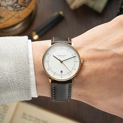 Sternglas Naos Edition Heritage White Dial Brown Leather Strap S01-NAE02-BR01
