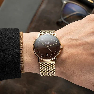 Sternglas Naos Edition Heritage Espresso Dial Yellow Gold PVD Bracelet S01-NAE21-MI05