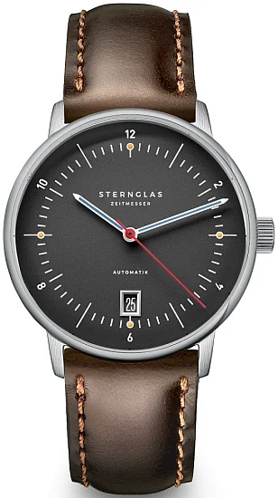 Sternglas Naos Pro Automatic Date Anthracite Dial Bridle Dark Brown Strap S02-NP11-BR03