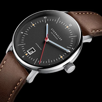 Sternglas Naos Pro Automatic Date Anthracite Dial Bridle Dark Brown Strap S02-NP11-BR03
