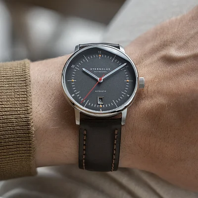 Sternglas Naos Pro Automatic Date Anthracite Dial Bridle Dark Brown Strap S02-NP11-BR03
