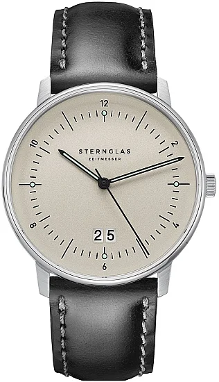 Sternglas Naos Quartz Big Date Black Leather Strap S01-NAG26-BR02