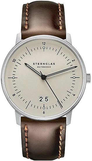 Sternglas Naos Quartz Big Date Brown Leather Strap S01-NAG26-BR03