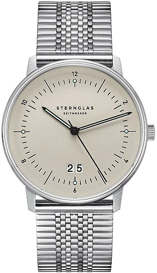 Sternglas Naos Quartz Big Date Silver Mesh Bracelet S01-NAG26-ME08