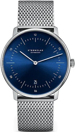 Sternglas Naos Quartz Date Blue Dial Mesh S01-NA06-MI04