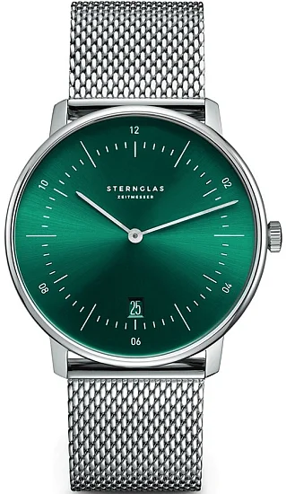 Sternglas Naos Quartz Date Green Dial Mesh S01-NA08-MI04