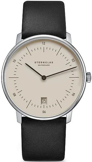 Sternglas Naos Quartz Date Light Brown Dial Black Strap S01-NA38-PR07