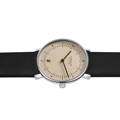 Sternglas Naos Quartz Date Sand Dial Premium Dark Brown Strap S01-NA54-PR04