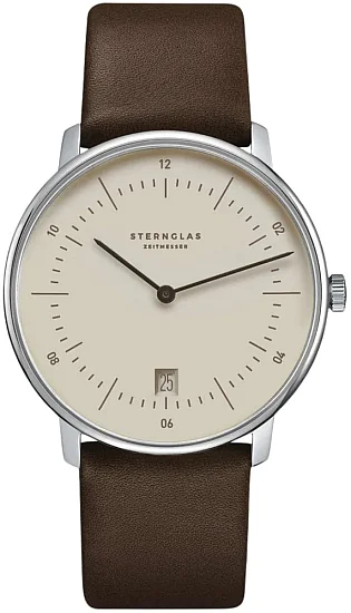 Sternglas Naos Quartz Date Light Brown Dial Brown Strap S01-NA38-PR04