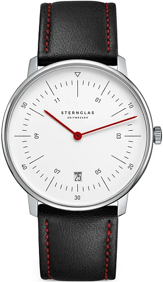 Sternglas Naos Quartz Date White Dial Black Strap Bremen Special Edition S01-NAH01-EB08