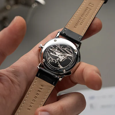 Sternglas Naos Quartz Date White Dial Black Strap Bremen Special Edition S01-NAH01-EB08