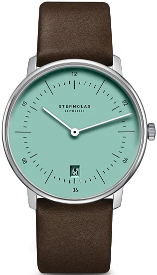 Sternglas Naos Quartz Date Turquoise Dial Brown Strap S01-NA37-PR04