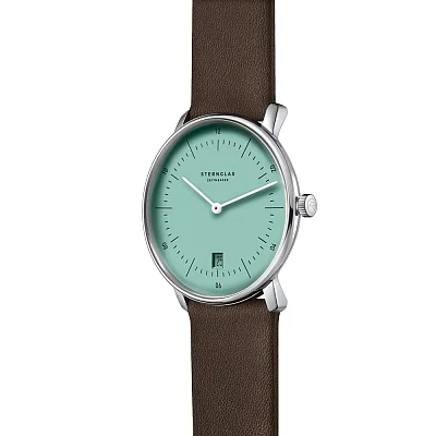 Sternglas Naos Quartz Date Turquoise Dial Brown Strap S01-NA37-PR04