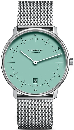 Sternglas Naos Quartz Date Turquoise Dial Mesh S01-NA37-MI04