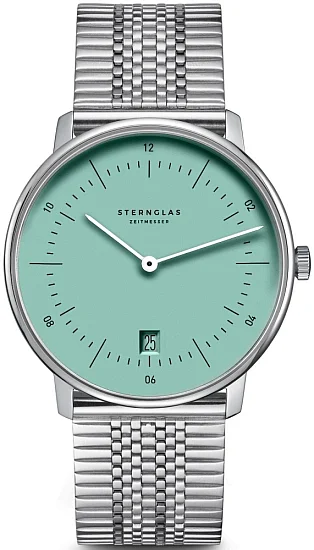 Sternglas Naos Quartz Date Turquoise Dial SuperSlim Bracelet S01-NA37-ME08