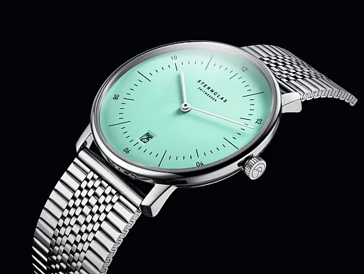 Sternglas Naos Quartz Date Turquoise Dial SuperSlim Bracelet S01-NA37-ME08