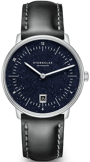 Sternglas Naos Quartz Edition Aventurine Black Leather Strap S01-NAN40-BR02