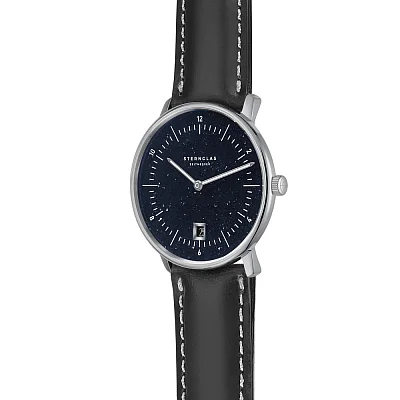 Sternglas Naos Quartz Edition Aventurine Black Leather Strap S01-NAN40-BR02