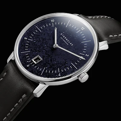 Sternglas Naos Quartz Edition Aventurine Black Leather Strap S01-NAN40-BR02