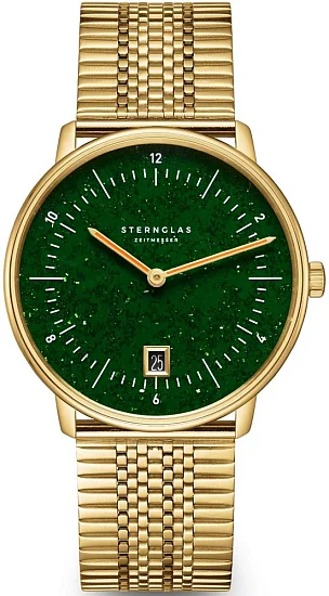 Sternglas Naos Quartz Edition Aventurine Green SuperSlim Bracelet Yellow Gold PVD S01-NAN41-ME09