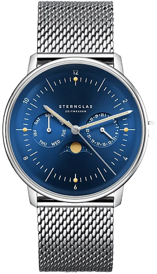 Sternglas Naos Quartz Moonphase Day-Date Midnight Blue Dial S01-NM06-MI04