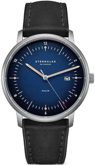 Sternglas Naos Solar Date Blue Dial Black Leather Strap Titan Edition S01-NST06-HY06