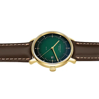 Sternglas Naos Solar Date Green Dial Brown Leather Strap S01-NS22-BR01