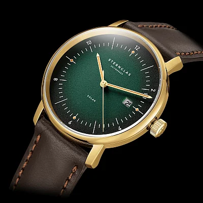 Sternglas Naos Solar Date Green Dial Brown Leather Strap S01-NS22-BR01